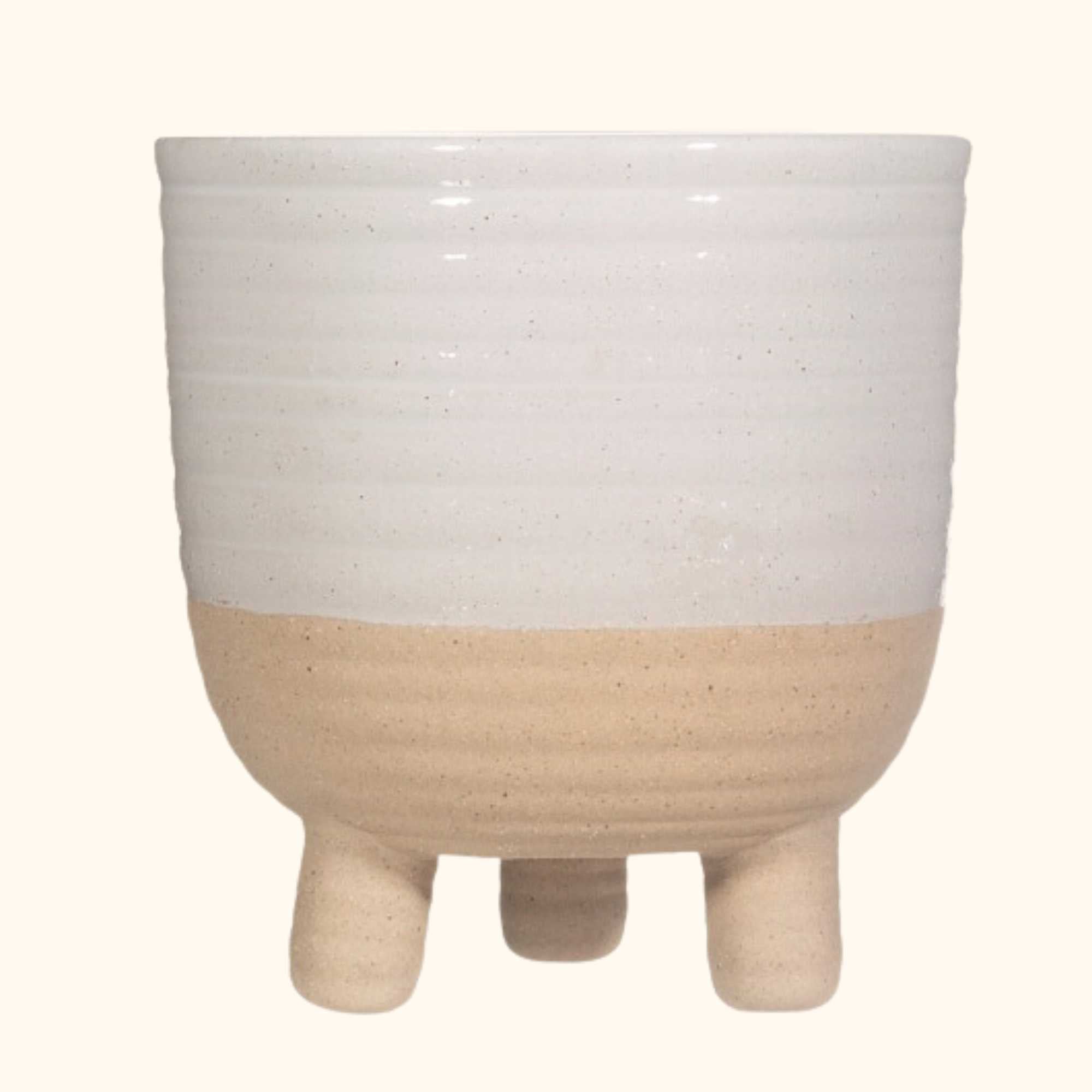 Sass and Belle Rustic White Half Glazed Large Plant Pot - Sass and belle - Plant pots