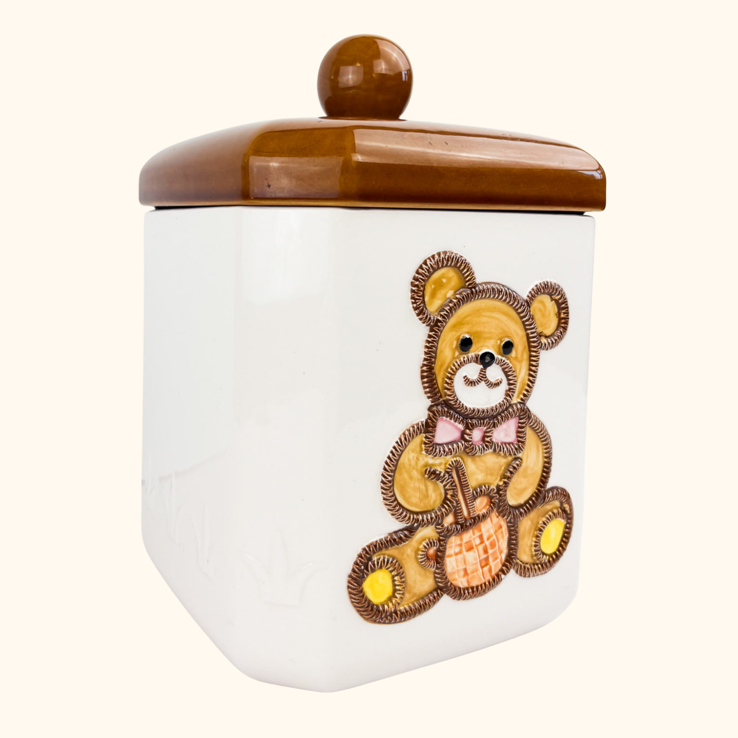 Japanese Made Ceramic Teddy Bear Cookie Jar Sunshine Thrift