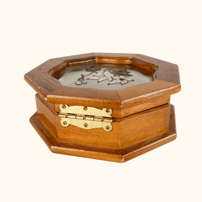 Mele Stained Glass Floral Wood Jewellery Box Mele