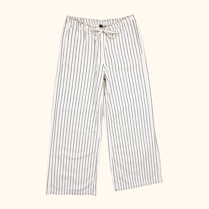 H&amp;M Cream Striped Elasticated Cotton Trousers - Size XS H&amp;M