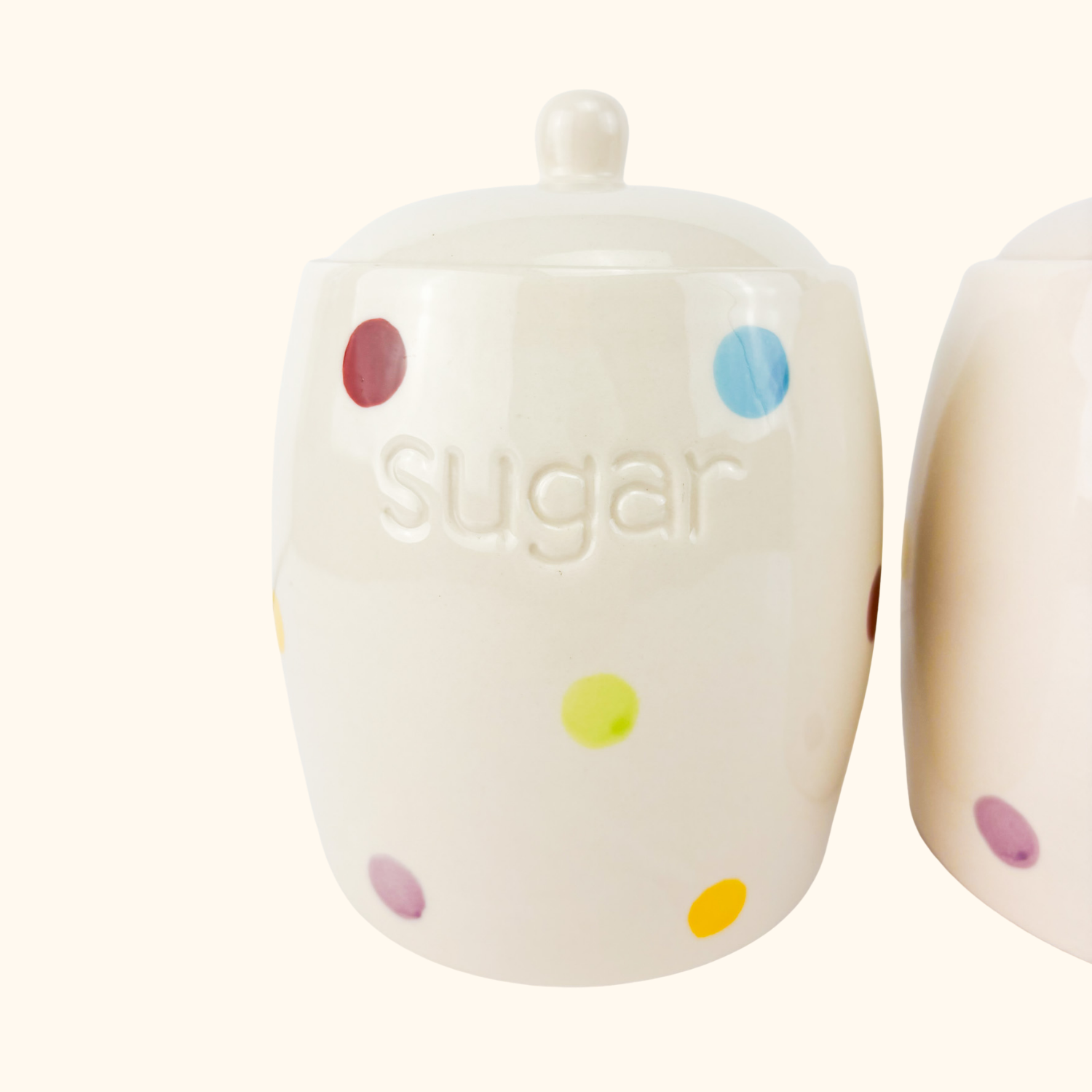 Rainbow Polka Dot Coffee Sugar Storage Jars Sunshine Thrift