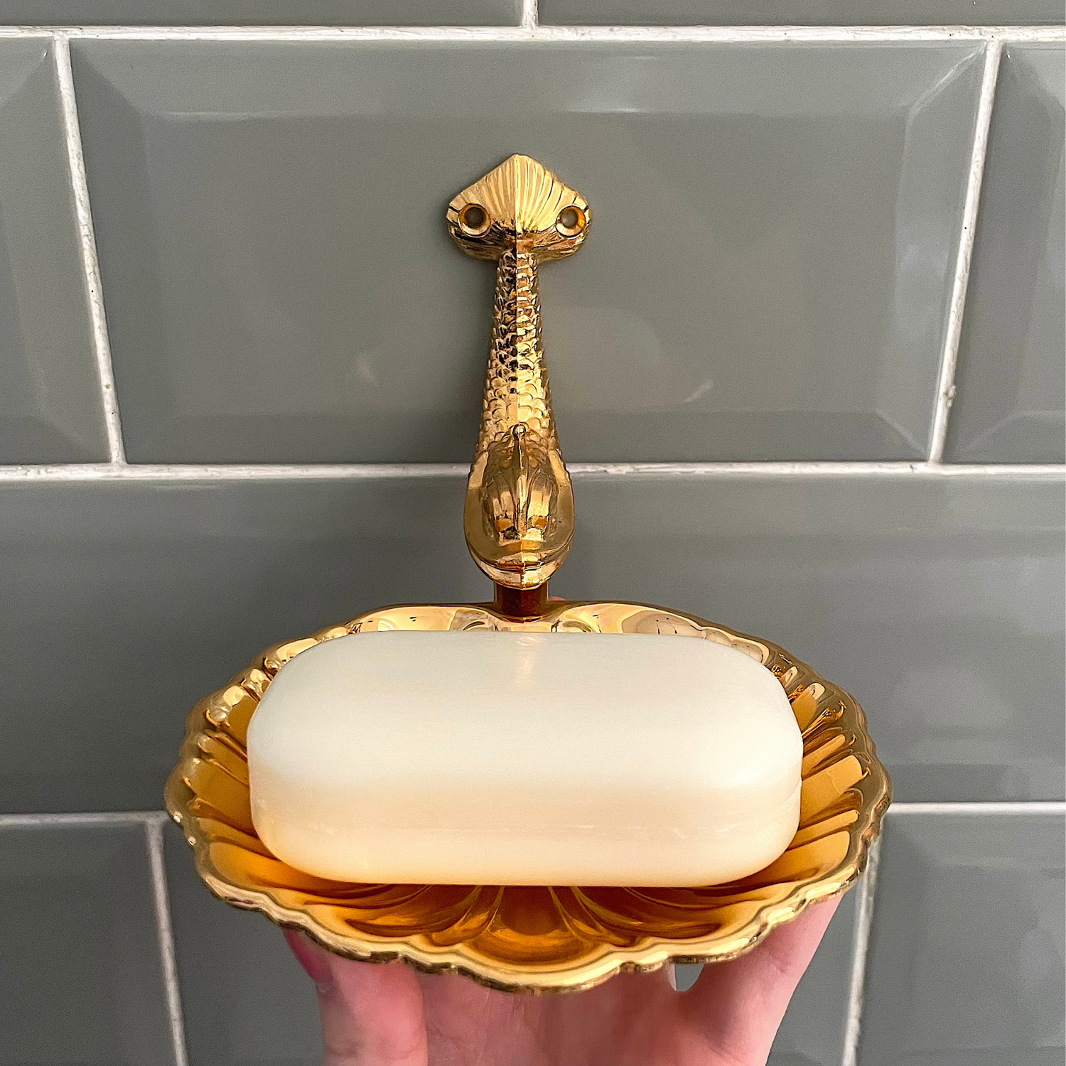 Vintage Gold Plated Dolphin Soap Dish - Sunshine Thrift - Bathroom