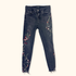 Zara Black Embroidered Floral Skinny Jeans - Size XS Zara