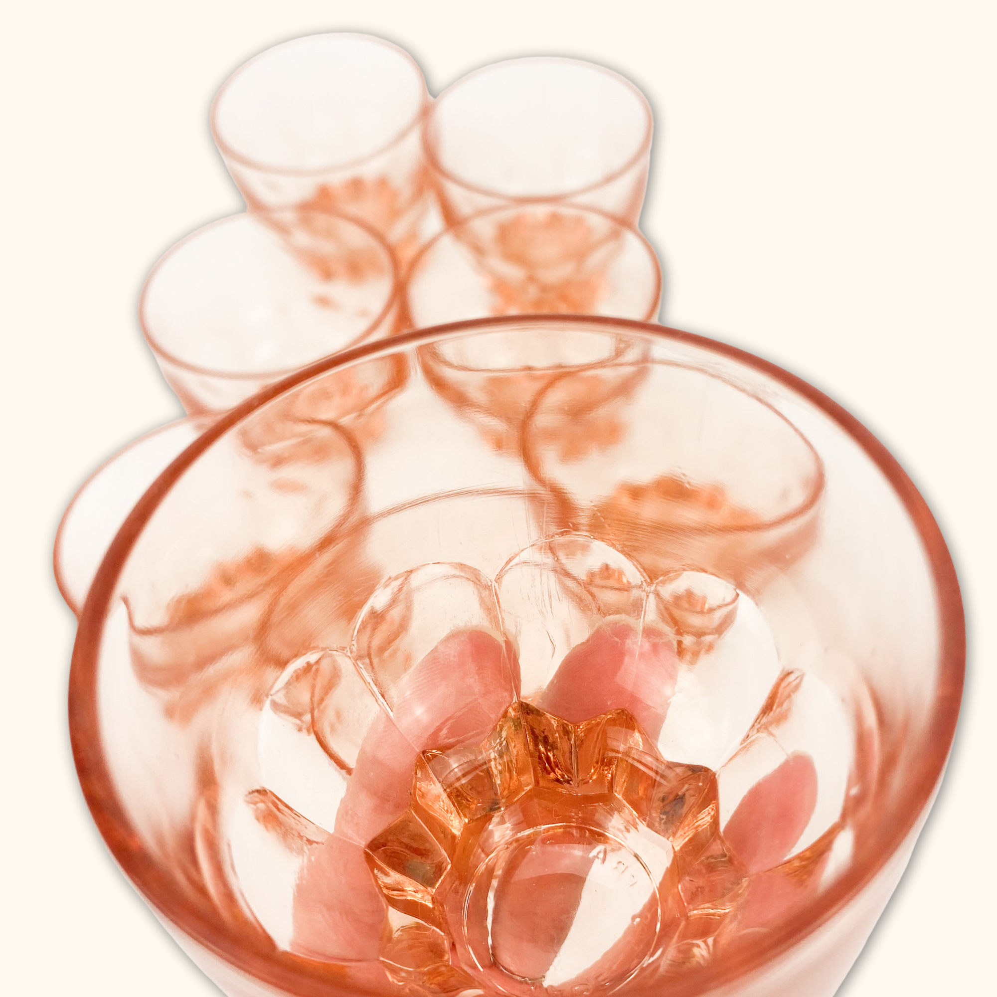 Vintage French Rose Pink Shot Glasses - Set of 4