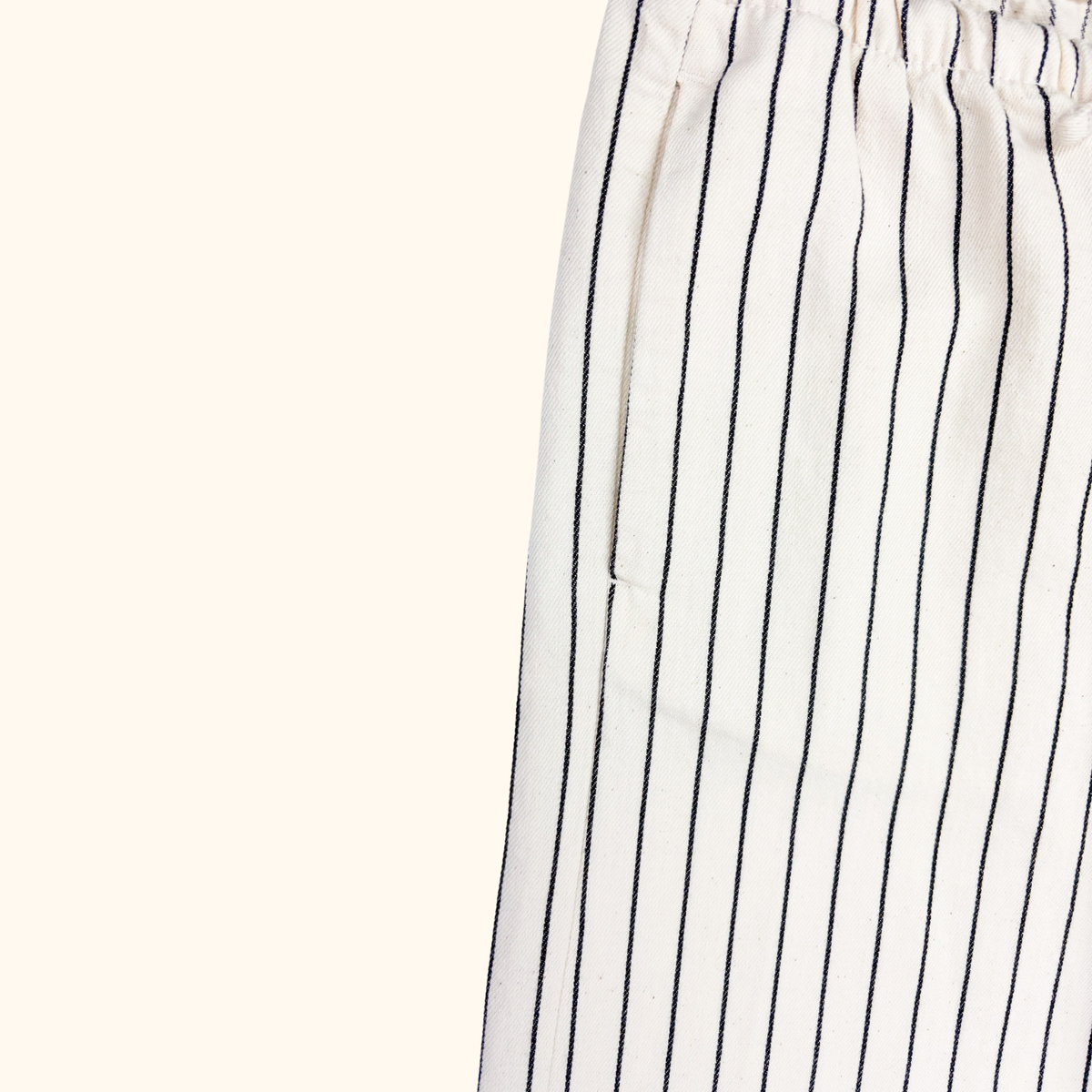 H&amp;M Cream Striped Elasticated Cotton Trousers - Size XS