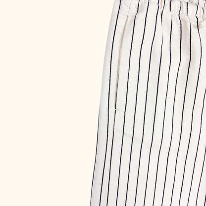 H&amp;M Cream Striped Elasticated Cotton Trousers - Size XS
