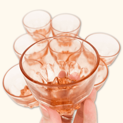 Vintage French Rose Pink Shot Glasses - Set of 4 -  - Kitchenware