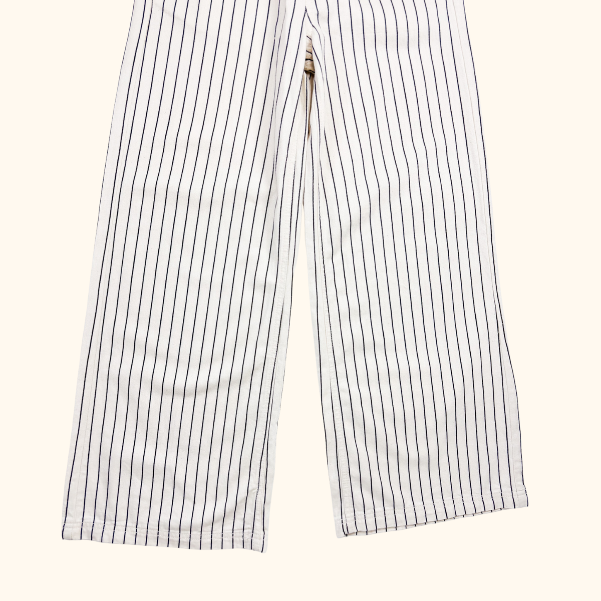 H&amp;M Cream Striped Elasticated Cotton Trousers - Size XS