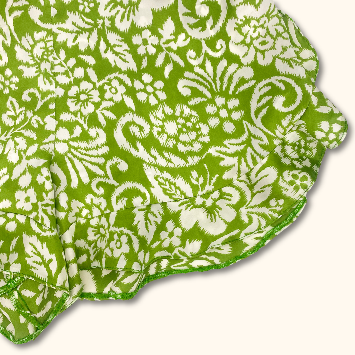 River Island Green Floral Satin Flowy Shorts High Waist - Size 8