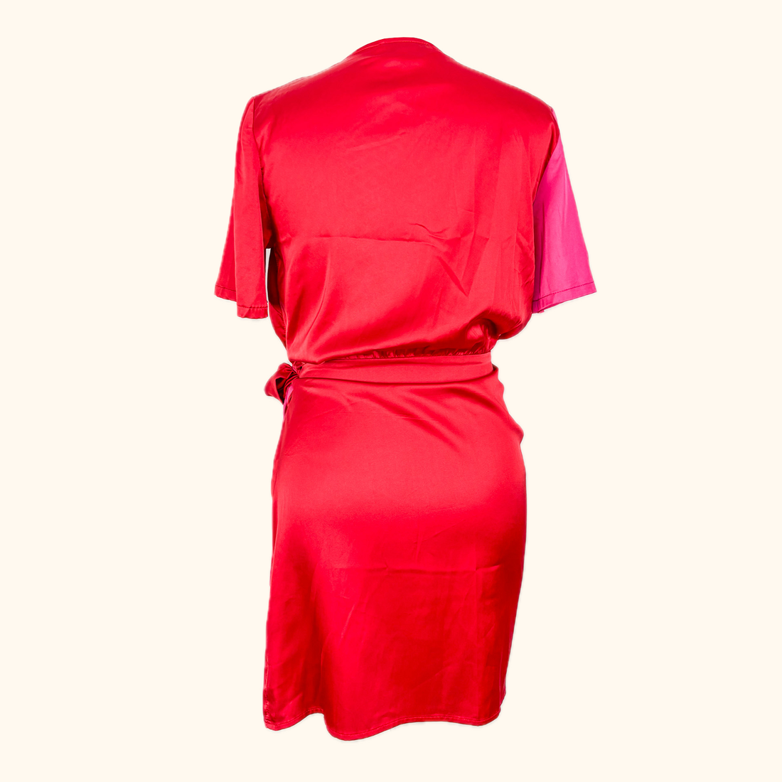 Never Fully Dressed Pink and Red Wrap Mini Dress - Size Medium Never fully dressed