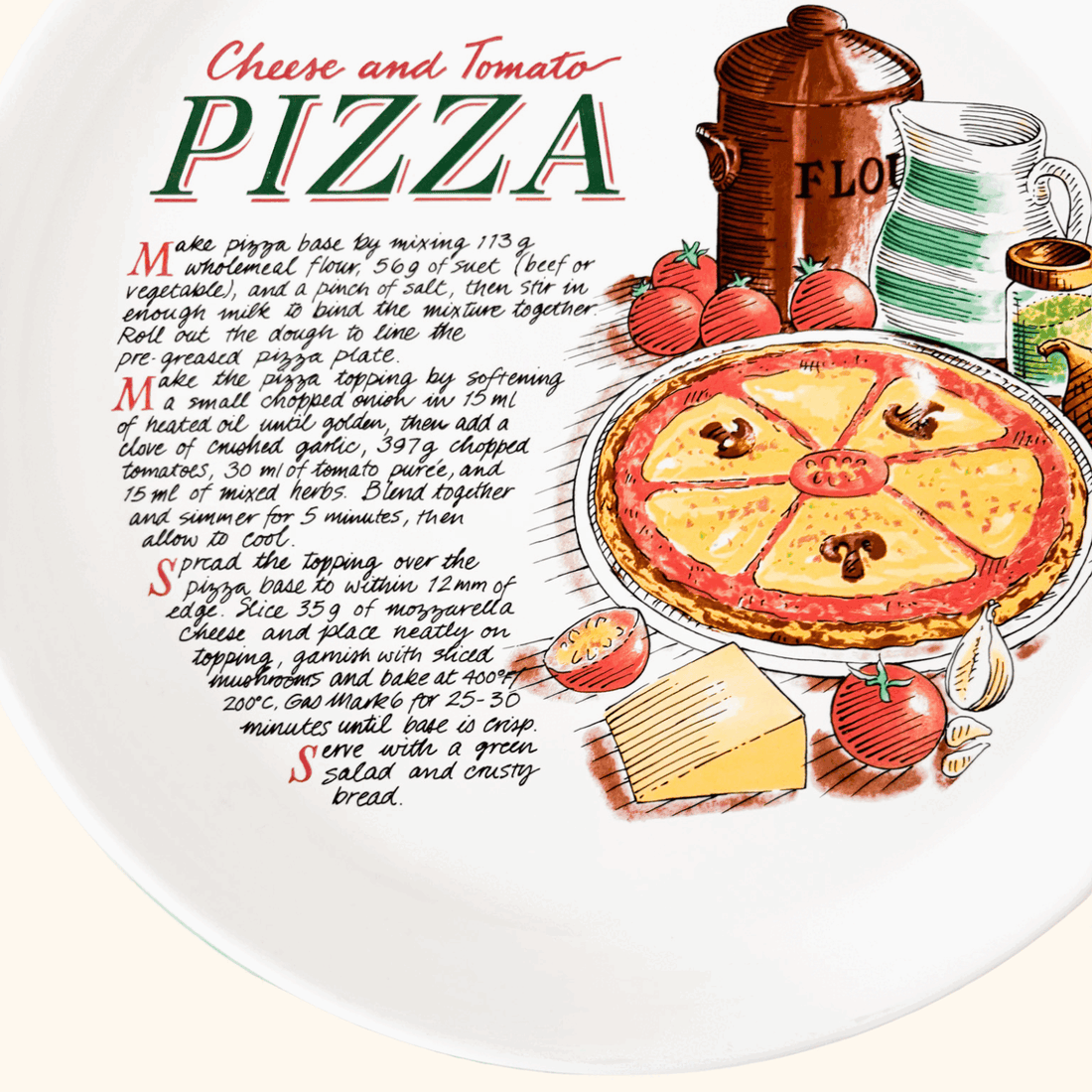 Vintage Rayware Pizza Recipe Serving Plate Rayware