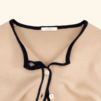 Vintage M&amp;S St Michael Wool Blend Beige Cardigan - Size 14