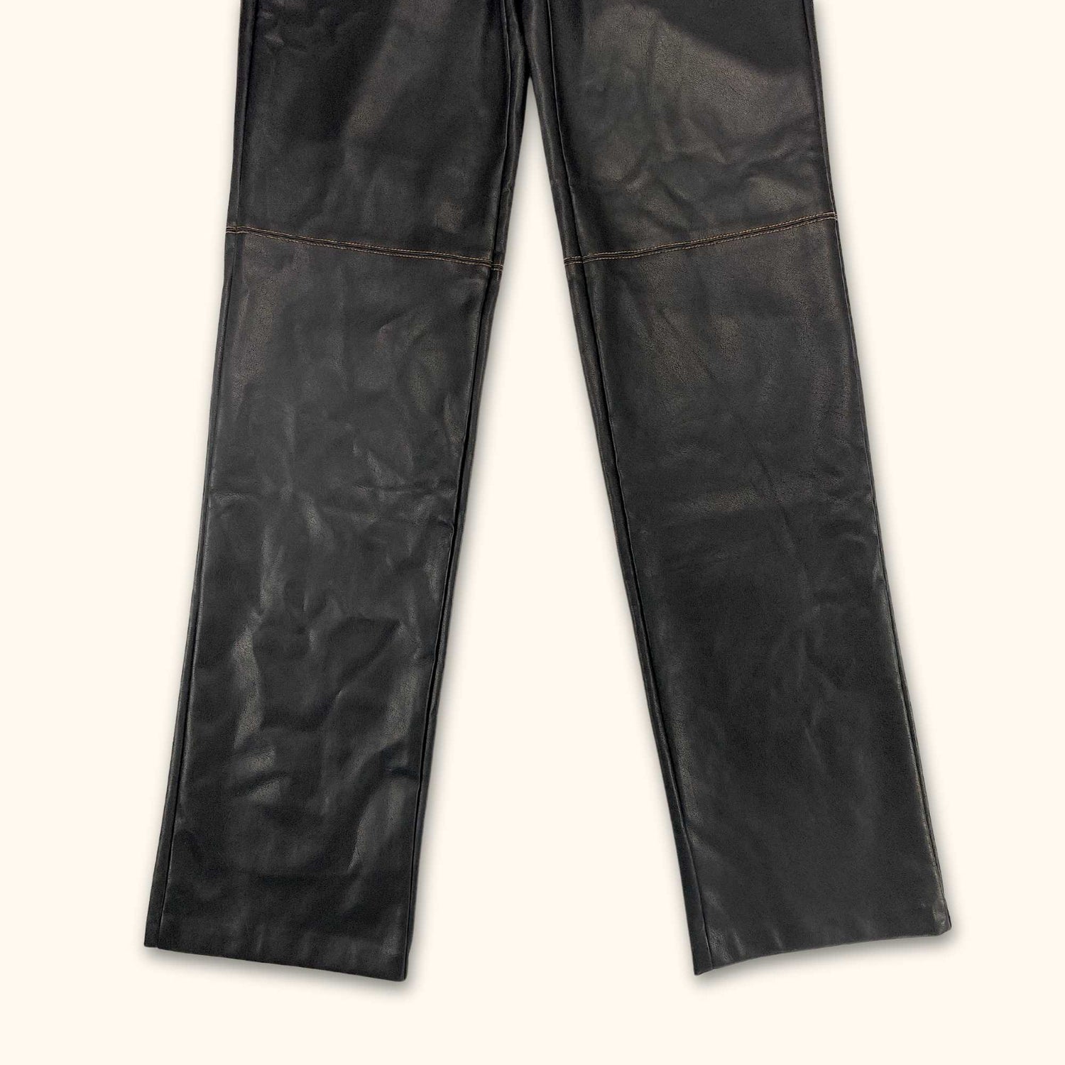 Pull &amp; Bear Black Faux Leather Straight Leg Trousers - Size Small - Pull &amp; Bear - Trousers