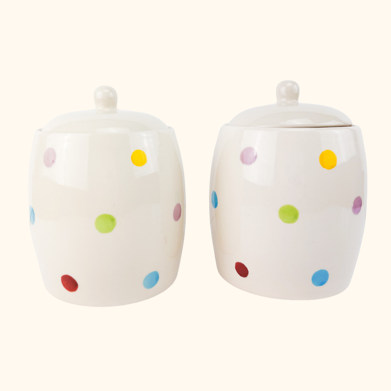 Rainbow Polka Dot Coffee Sugar Storage Jars Sunshine Thrift