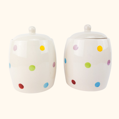 Rainbow Polka Dot Coffee Sugar Storage Jars Sunshine Thrift