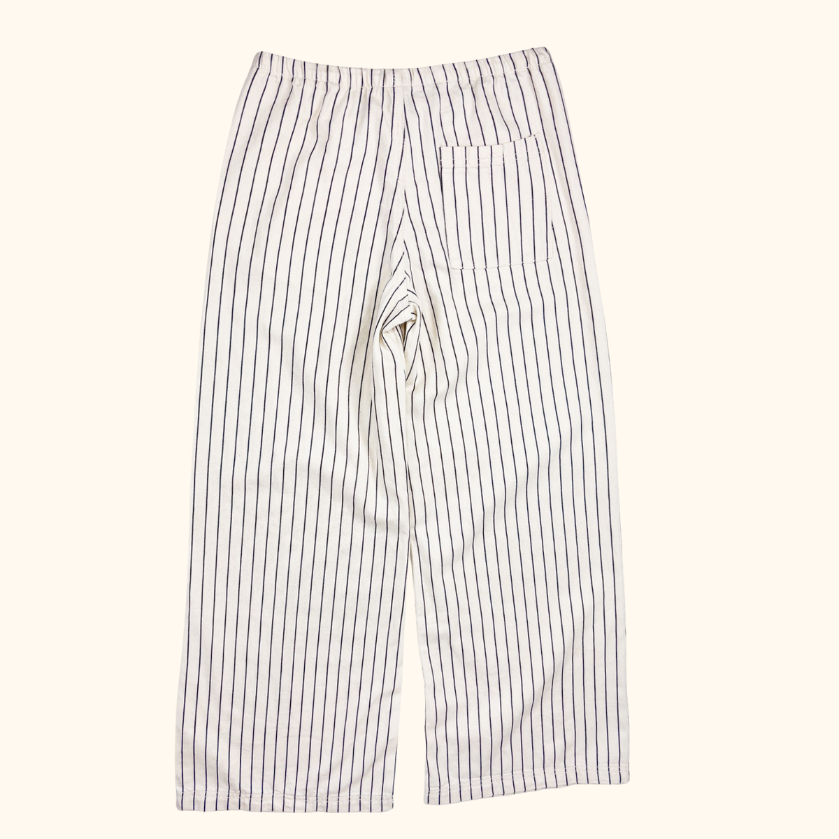 H&amp;M Cream Striped Elasticated Cotton Trousers - Size XS