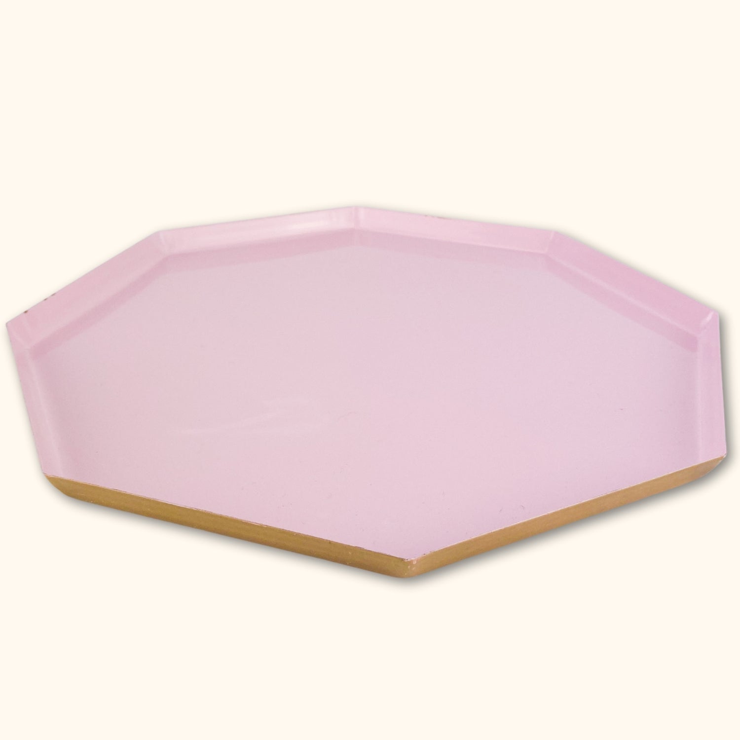 Pink Metal Octagon Tray -  - Vases