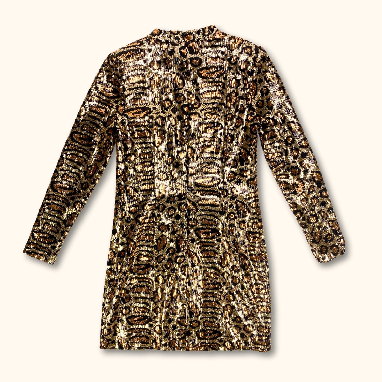 Topshop Leopard Print Long Sleeve Sequin Dress - Size 12 Sunshine Thrift Topshop Leopard Print Long Sleeve Sequin Dress - Size 12 Sunshine Thrift
