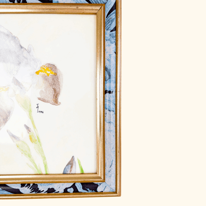 Vintage 1996 Framed Iris Watercolour Painting Sunshine Thrift