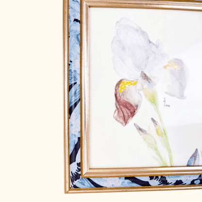 Vintage 1996 Framed Iris Watercolour Painting Sunshine Thrift