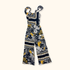 Topshop Black Tropical Print Cropped Jumpsuit - Size 10 Topshop