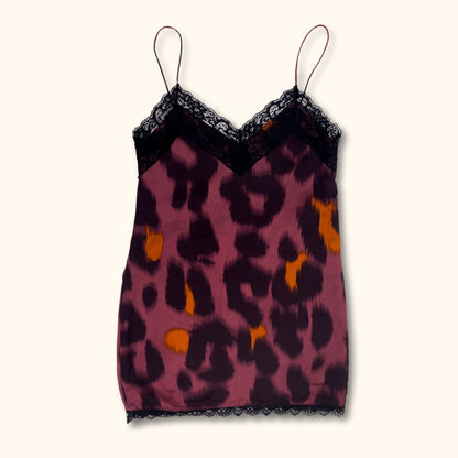 Zara Purple Animal Print Lace Cami Dress - Size Small -  - Dresses