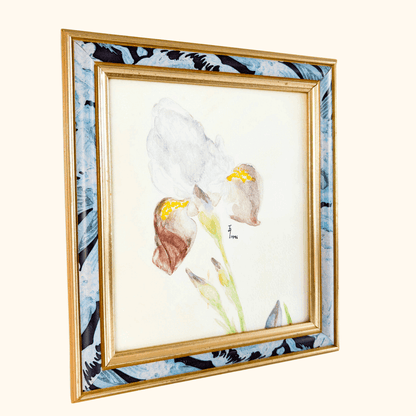 Vintage 1996 Framed Iris Watercolour Painting Sunshine Thrift