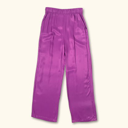 Bershka Purple High Rise Straight Leg Satin Trousers - Size Medium - Bershka - Trousers
