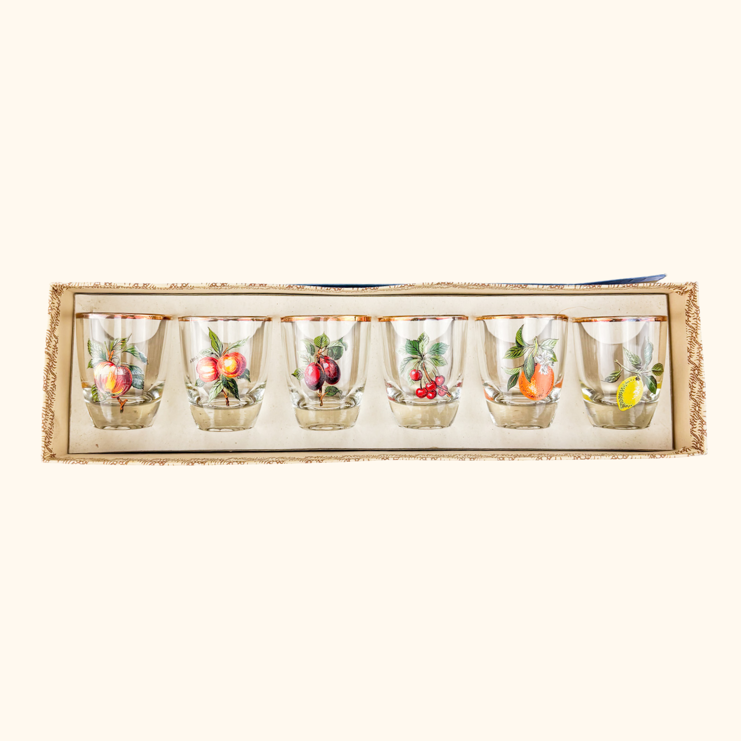 1950s French Vintage Glass Shot Glasses Set Sunshine Thrift