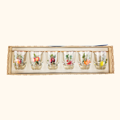 1950s French Vintage Glass Shot Glasses Set Sunshine Thrift