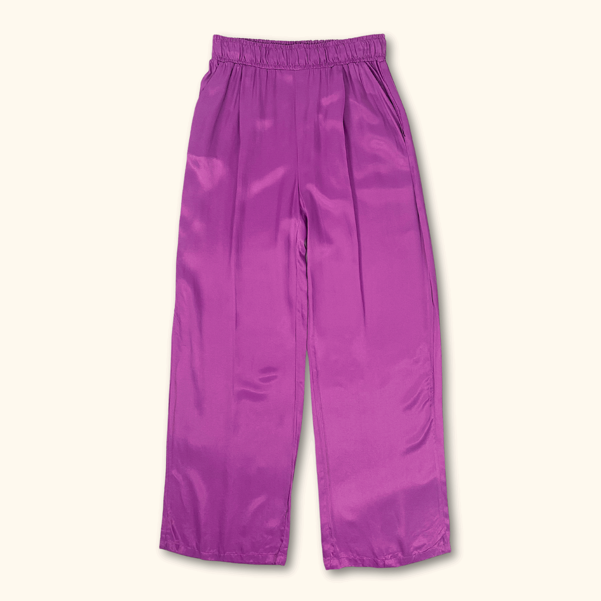 Bershka Purple High Rise Straight Leg Satin Trousers - Size Medium - Bershka - Trousers