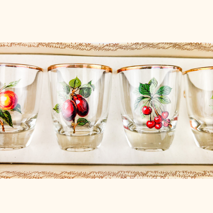 1950s French Vintage Glass Shot Glasses Set Sunshine Thrift