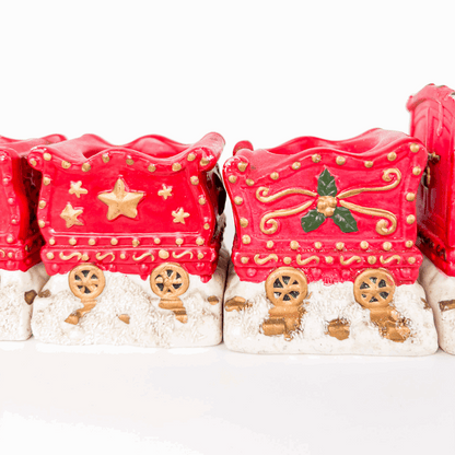 Vintage Ceramic Christmas Train Tea Light Holder 4 Piece Sunshine Thrift