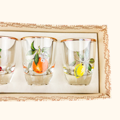 1950s French Vintage Glass Shot Glasses Set Sunshine Thrift