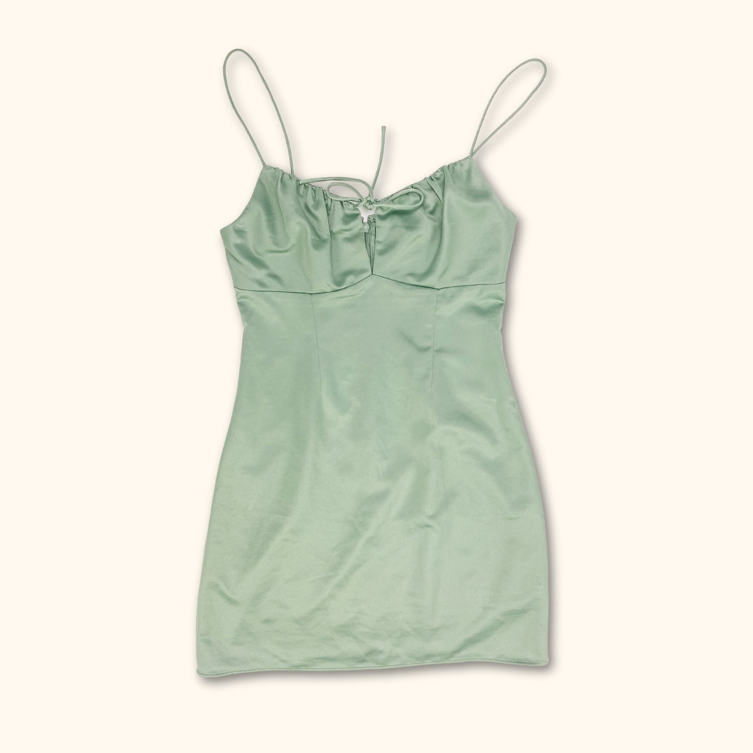 Topshop Mint Green Satin Mini Dress - Size 8 Sunshine Thrift Topshop Mint Green Satin Mini Dress - Size 8 Sunshine Thrift
