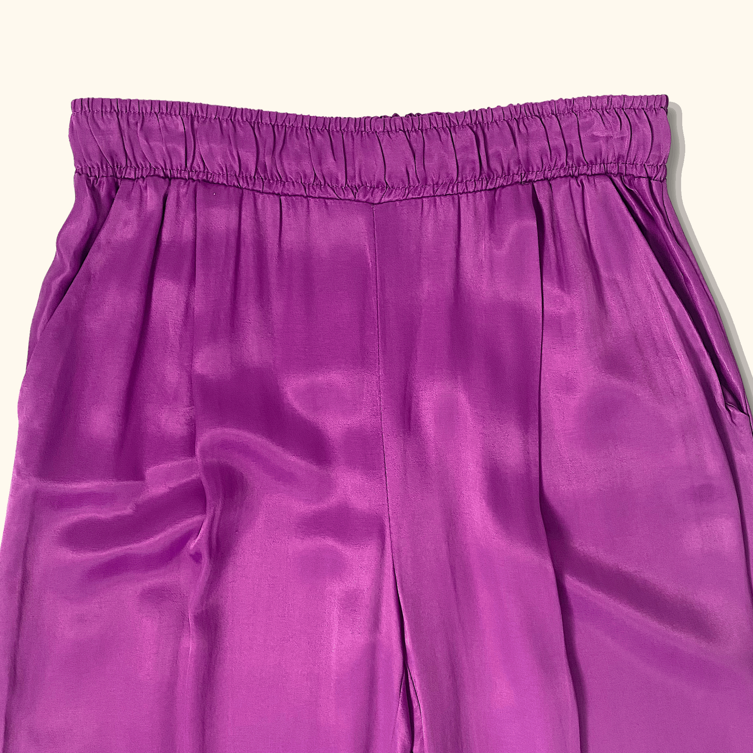 Bershka Purple High Rise Straight Leg Satin Trousers - Size Medium - Bershka - Trousers