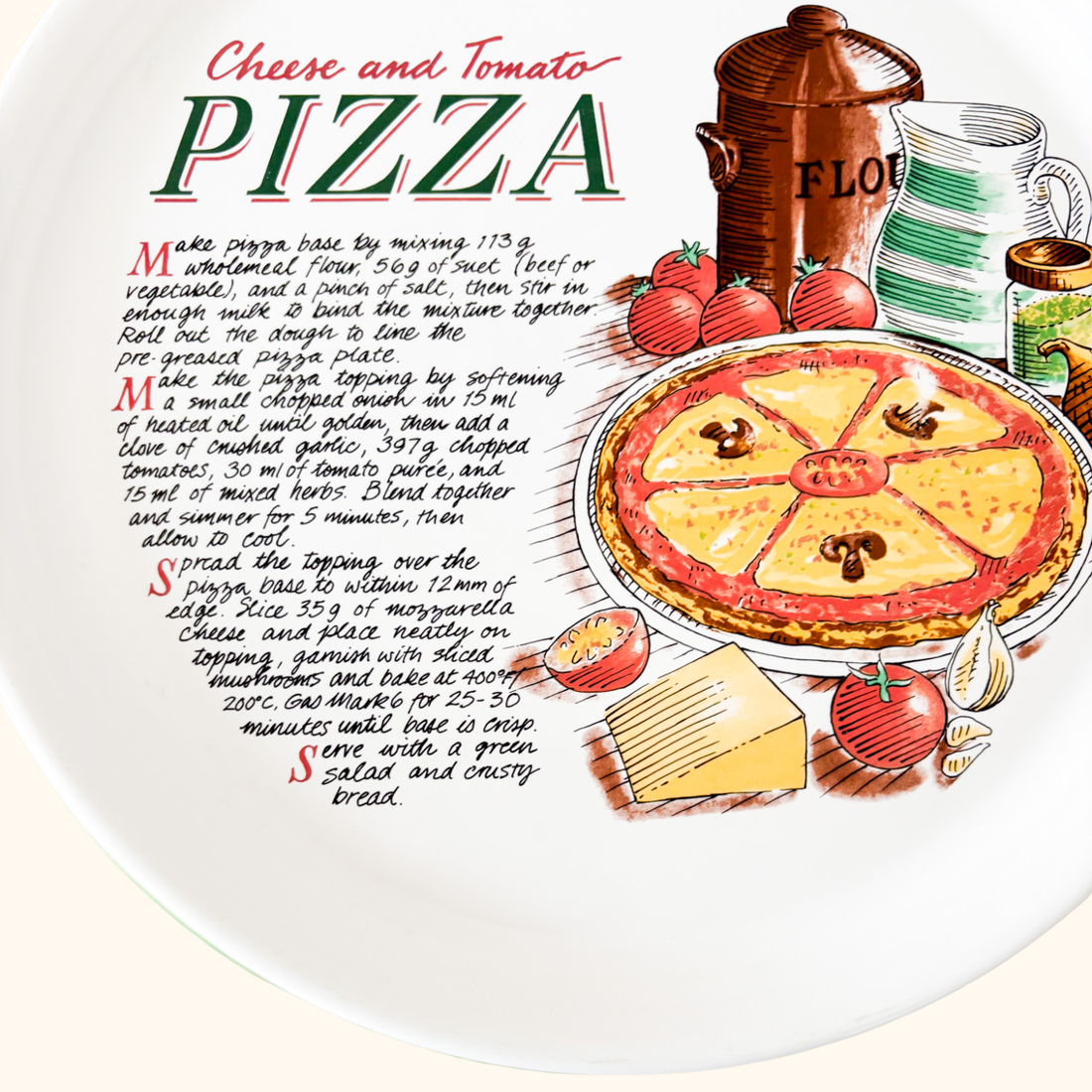 Vintage Rayware Pizza Recipe Serving Plate Rayware