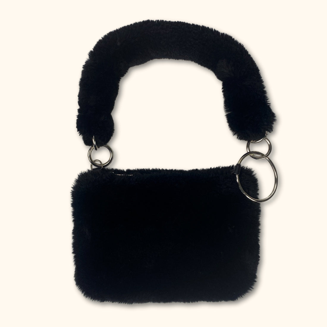 Topshop Black Faux Fur Shoulder Bag -  - Bags