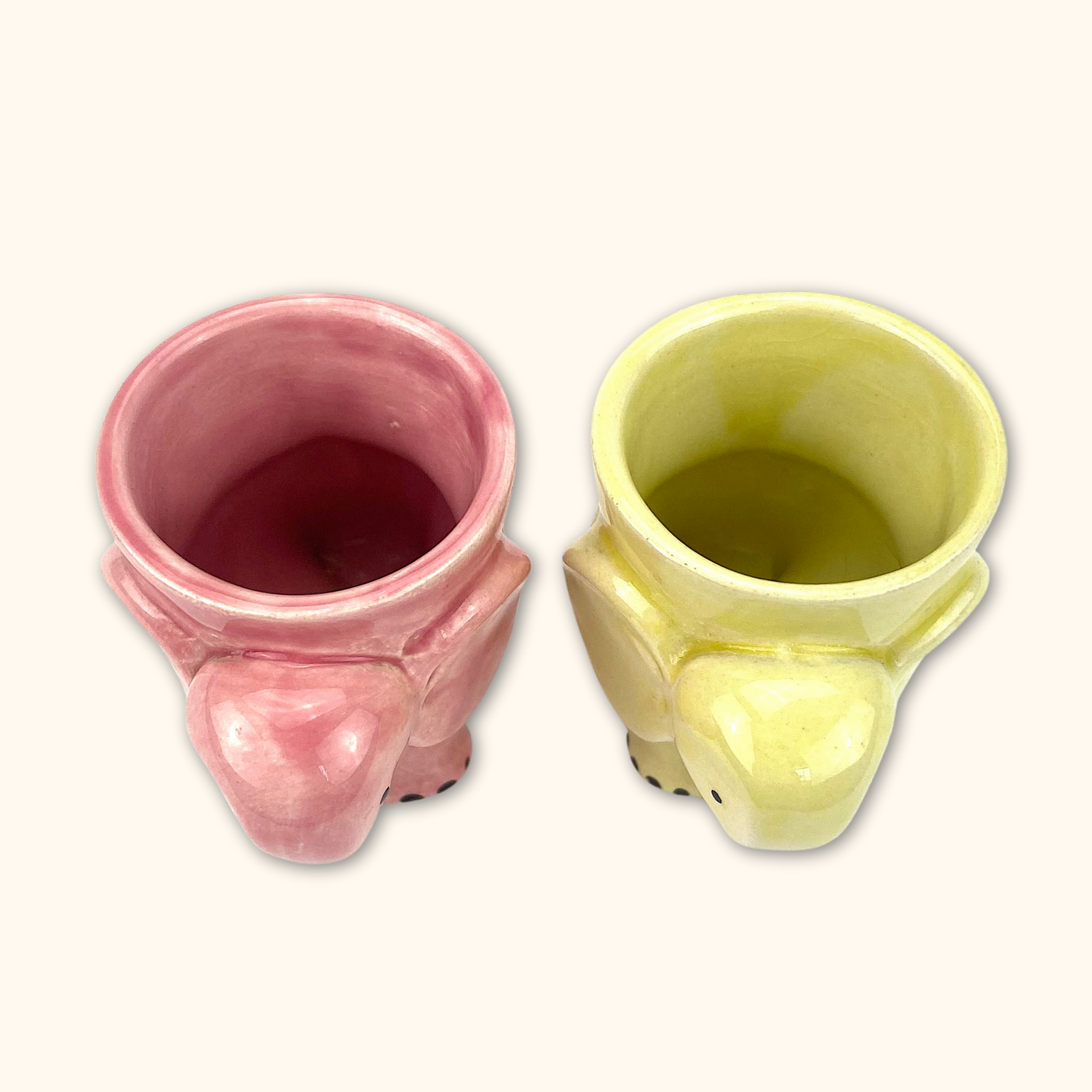 Pink and Yellow Elephant Egg Cup Holder - Set of 2 - Sunshine Thrift - Kitchenware