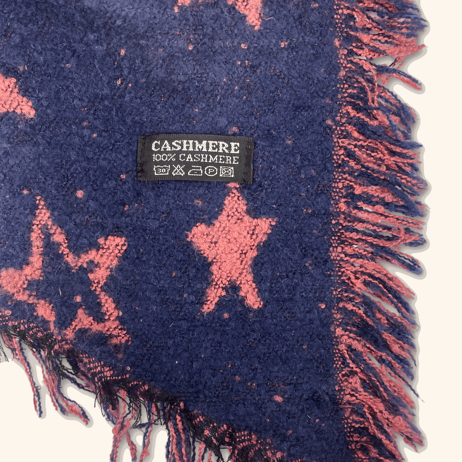 Navy and Pink Reversible Cashmere Star Scarf