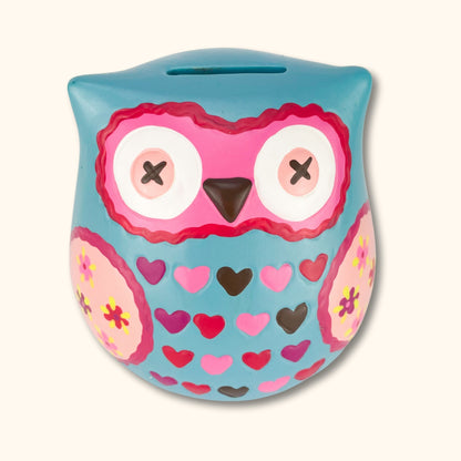 Blue and Pink Owl Shaped Unique Piggy Bank - Sunshine Thrift - Ornaments