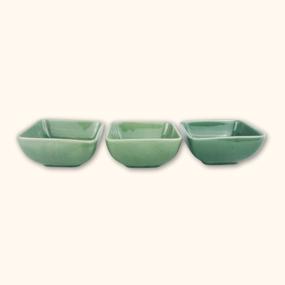 Green Ceramic Dipping Bowls - Set of 3