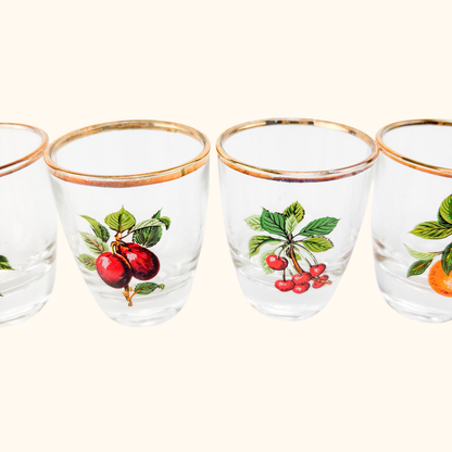 1950s French Vintage Glass Shot Glasses Set Sunshine Thrift
