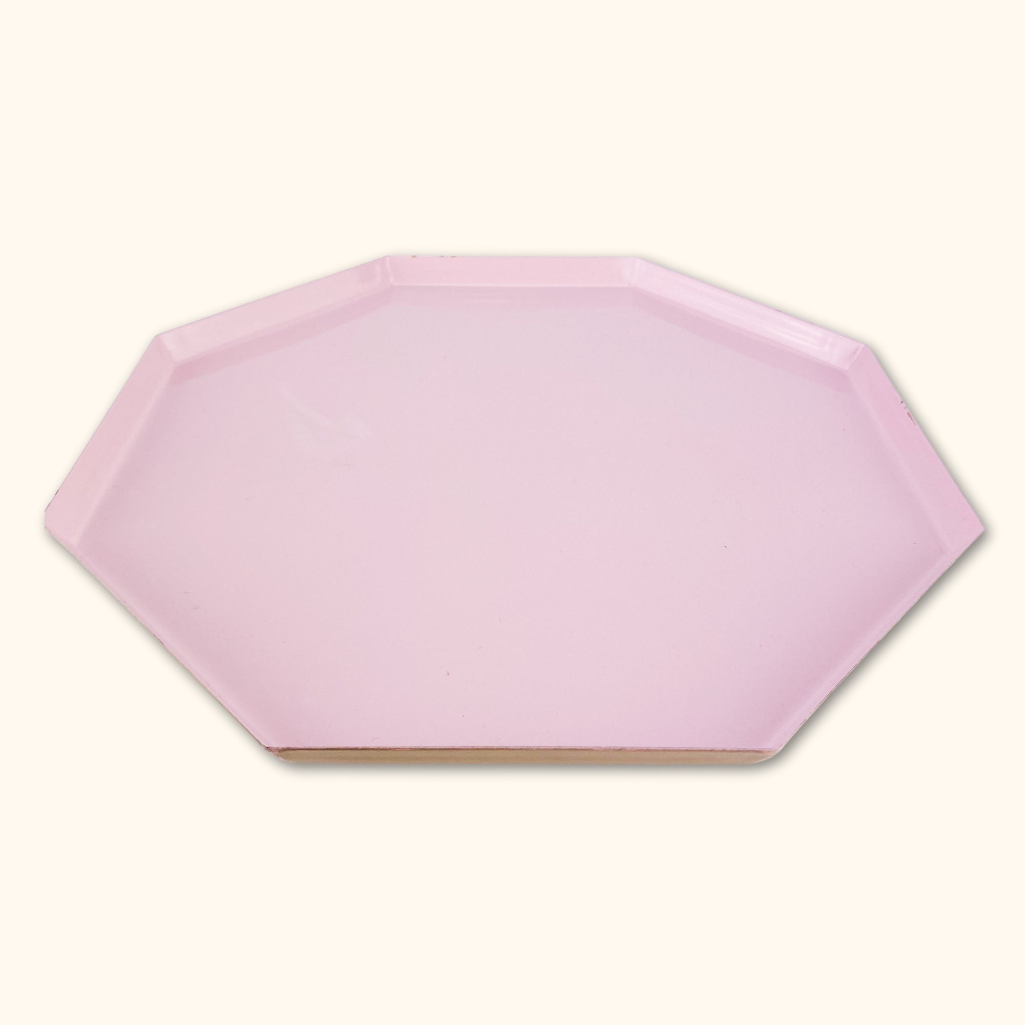 Pink Metal Octagon Tray -  - Vases