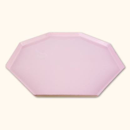 Pink Metal Octagon Tray -  - Vases