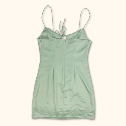 Topshop Mint Green Satin Mini Dress - Size 8 -  - Dresses