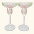 Rose Floral Margarita Glasses - Set of 2