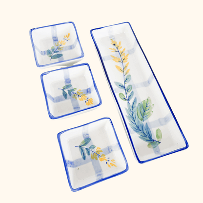 Ceramic Blue Serving Dishes Set of 4 Sunshine Thrift