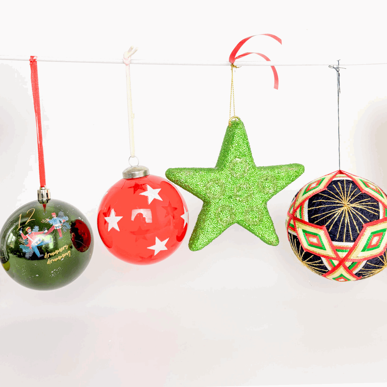 Green, Red and White Candy Cane Bauble Large Mixed Set of 19 Sunshine Thrift