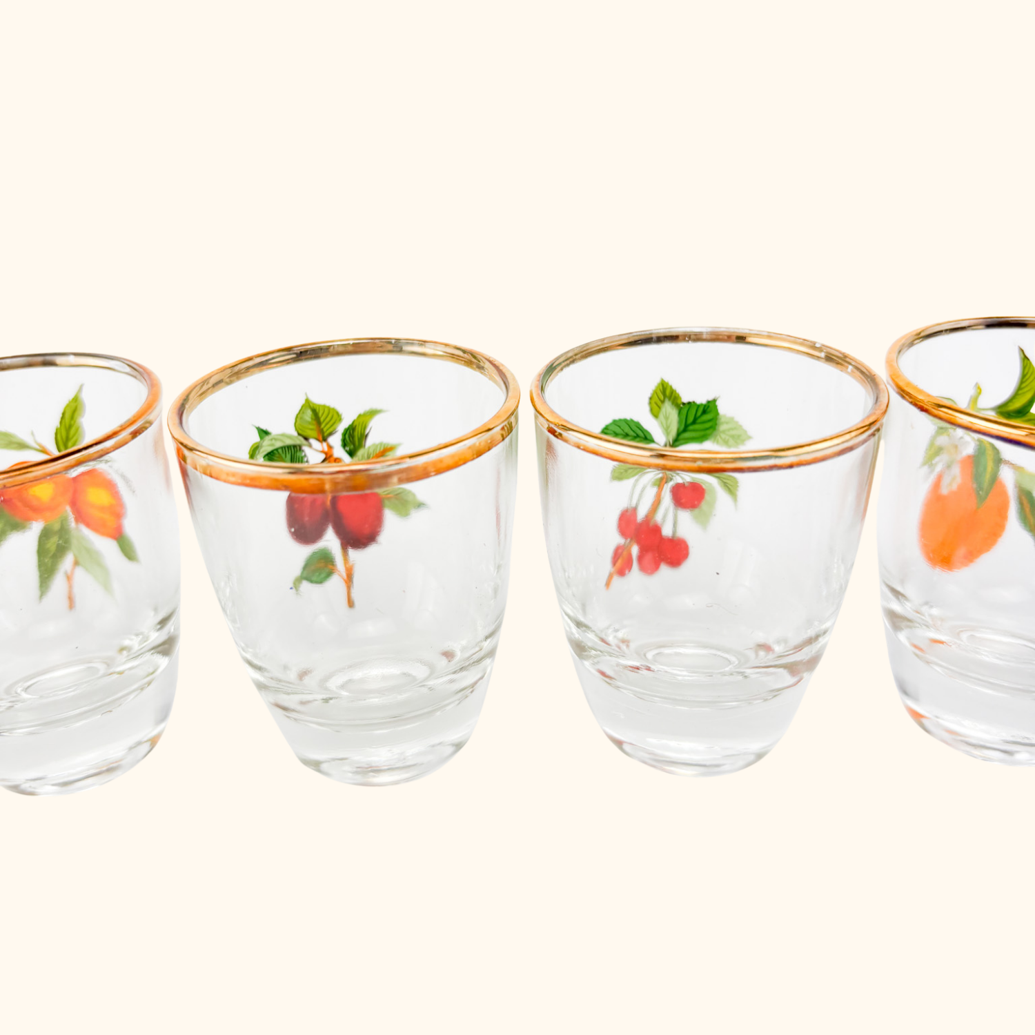 1950s French Vintage Glass Shot Glasses Set Sunshine Thrift